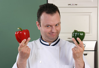 Image showing Chef and peppers