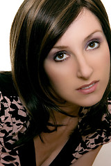 Image showing Demure brunette looking up