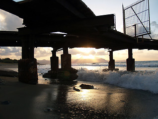 Image showing Sunset Under Dock