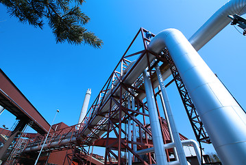 Image showing Industrial zone, installation of Steel pipelines and cables in b