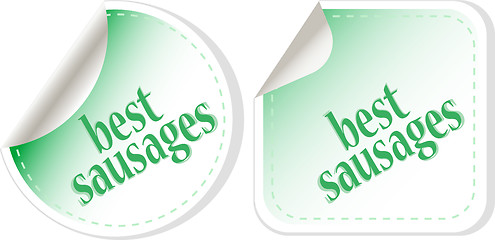 Image showing Best sausages green food stickers set