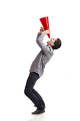 Image showing Shouting into a megaphone