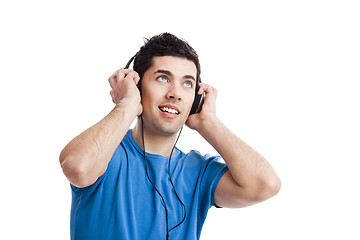 Image showing Young man listen music