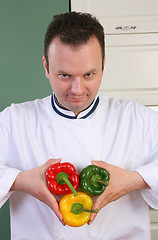 Image showing Chef and peppers