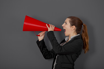 Image showing Woman with a megaphone