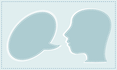 Image showing Abstract speaker with speech bubbles in the head. vector
