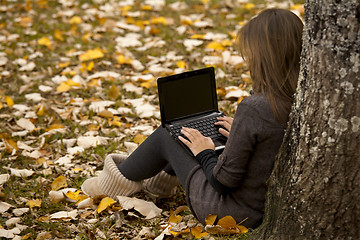 Image showing Woman working outdoor