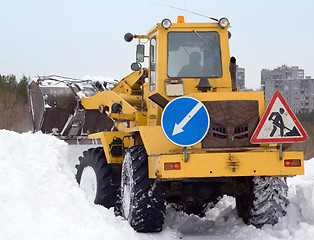 Image showing Tractor cleaning snow drifts