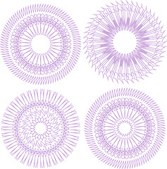 Image showing Set of four guilloche rosette isolated on white