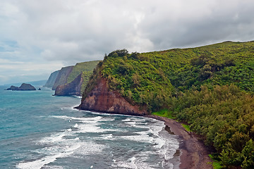 Image showing Polulu Valley beach on Big Island in Hawaii