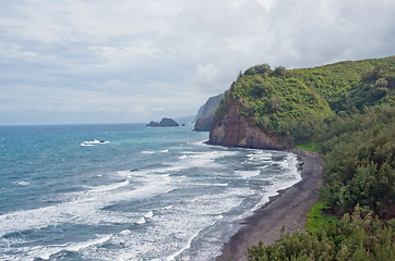 Image showing Polulu Valley beach on Big Island in Hawaii