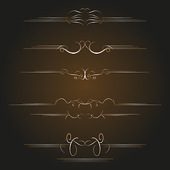 Image showing set of calligraphic style golden element design, vector