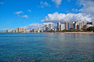 Image showing Waikiki Beach, Oahu Island Hawaii, cityscape