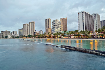 Image showing Waikiki Beach, Oahu Island Hawaii, cityscape