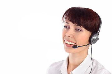 Image showing Female customer service representative smiling 