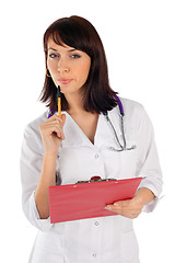 Image showing Female Doctor in Thoughtful Pose