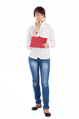 Image showing Female Customer Service Representative Thoughtful Pose