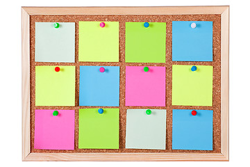 Image showing Colorful Paper Notes on Corkboard