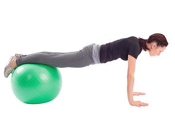 Image showing Pushup Exercise with Gym Ball