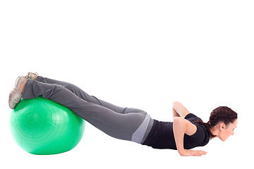 Image showing Pushup Exercise with Gym Ball