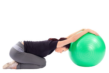 Image showing Woman Doing Gym Ball Exercise