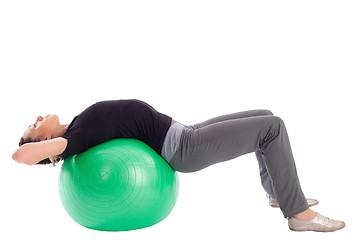 Image showing Woman with Gym Ball Doing Situps Exercise