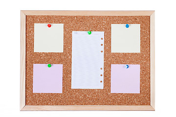 Image showing Blank Paper Notes on Corkboard