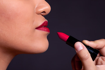 Image showing Cherry Red Lipstick Beauty