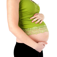 Image showing Pregnant Woman Holding Belly