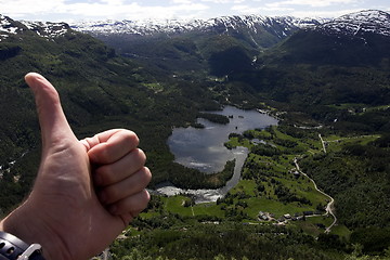 Image showing Thumbs up for Norway