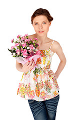 Image showing Beautiful Woman Posing with Flowers