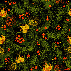Image showing Dark floral seamless pattern