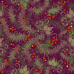 Image showing Dark purple floral seamless pattern