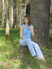 Image showing Girl on the stump