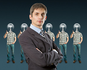 Image showing lamp head businesspeople shows well done