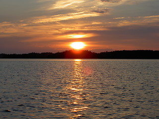 Image showing sunset lake