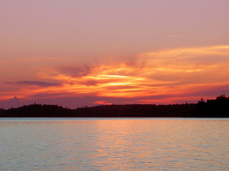 Image showing sunset lake