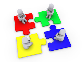 Image showing Solution with four different puzzle pieces