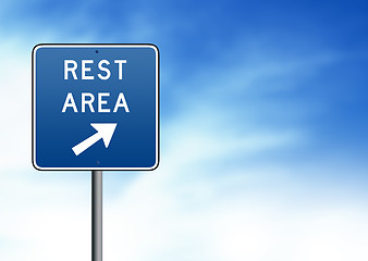 Image showing Blue Rest Area Road Sign