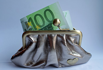Image showing Savings -  Euro cash in small purse