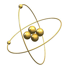 Image showing 3d Helium Atom in gold 