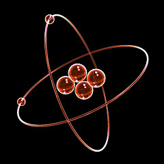 Image showing 3d Helium Atom made of red glass 