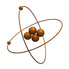 Image showing 3d Helium Atom in wood 