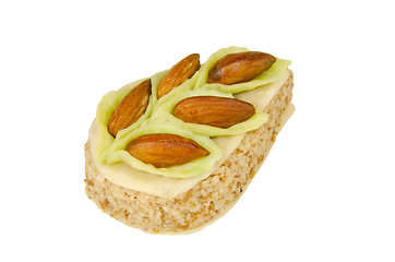 Image showing pastry ornamented with almonds isolated