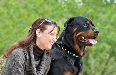 Image showing young woman and her dog