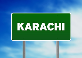 Image showing Green Road Sign - Karachi, Pakistan