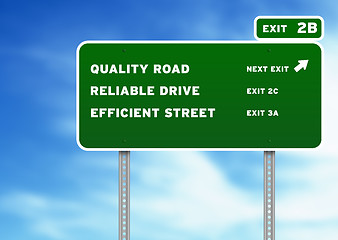 Image showing Quality, Reliable, Efficient Highway Sign