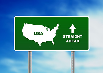 Image showing USA Green  Highway Sign