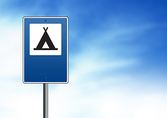 Image showing Blue Road Sign - Campground