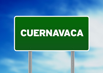 Image showing Green Road Sign - Cuernavaca, Mexico